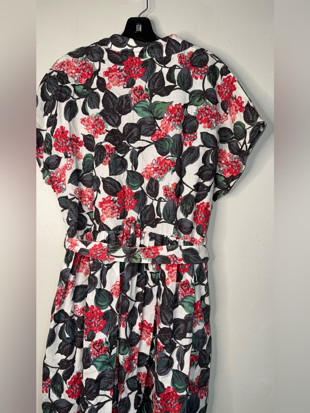 Boden Red & Green Floral Button-Front Midi Dress - Picture 9 of 13
